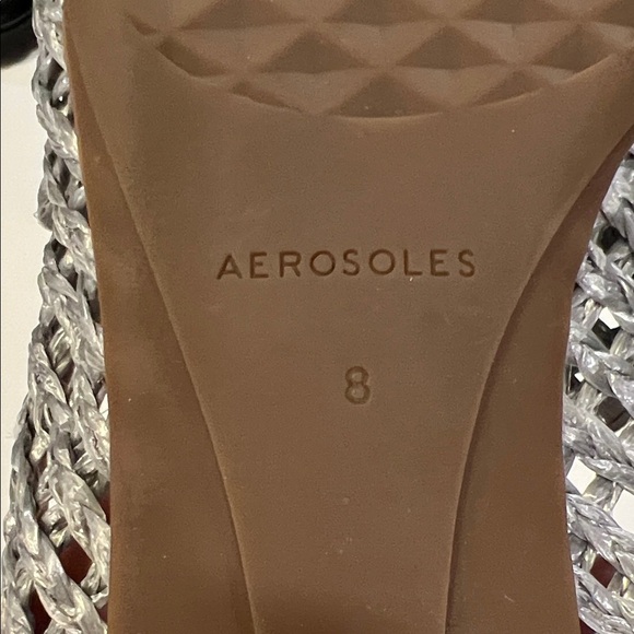 AEROSOLES Women's Metallic Silver Flats, Hannah Rafia, 8 - Picture 3 of 6